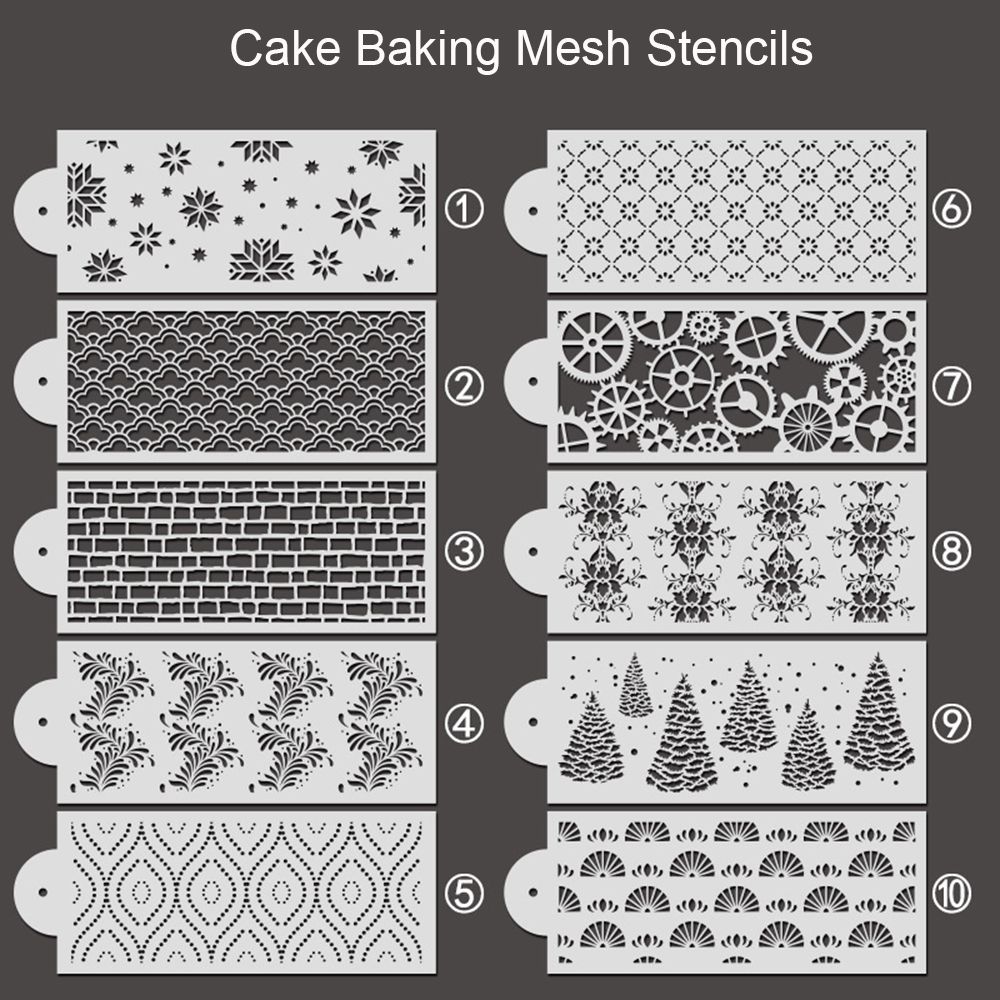 Cake Stencils Floral Cake Drawing Painting Hollow Lace Cookie Chocolate Fondant Dessert Cake Templates Side Baking Mesh Stencils