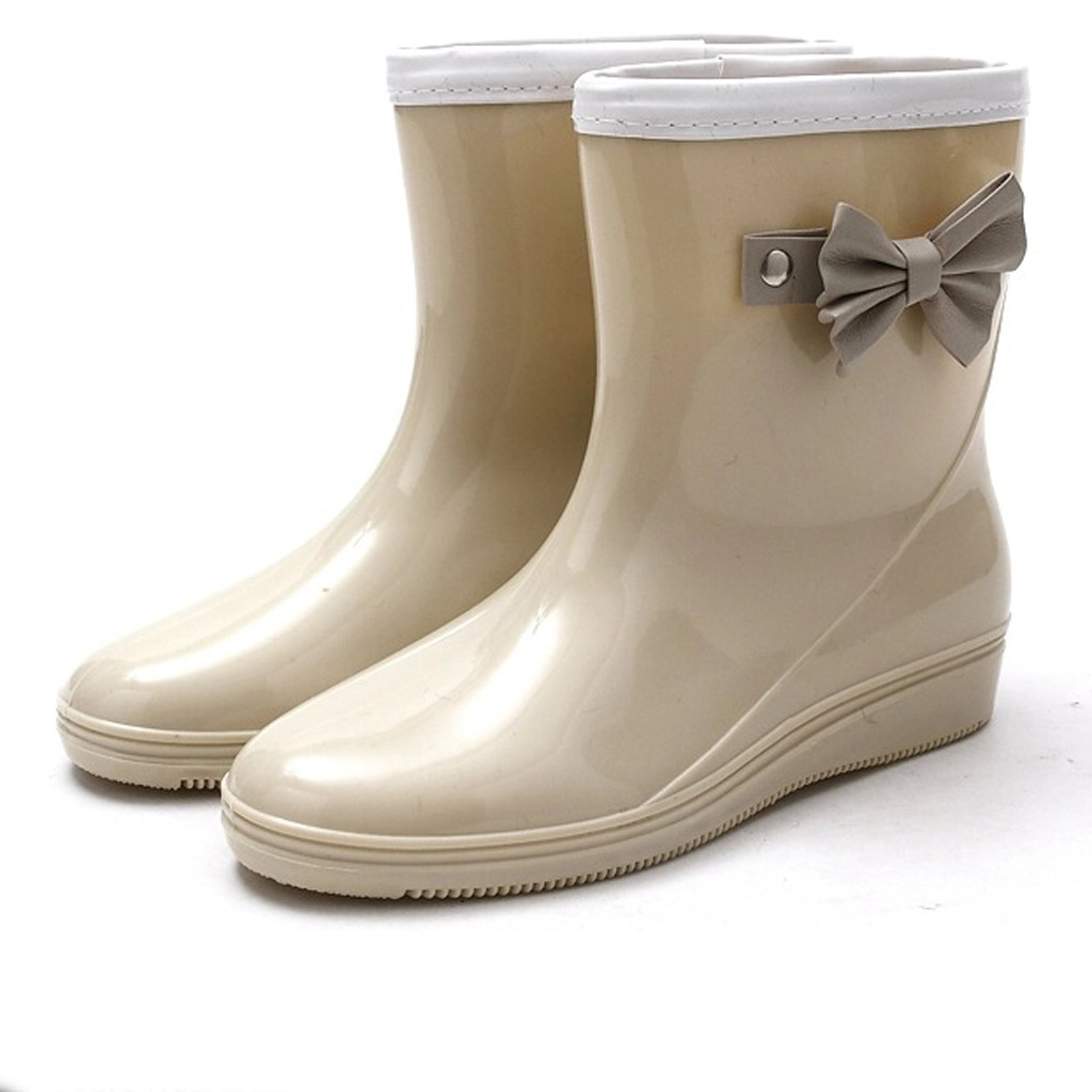womens rain boots waterproof Low-Heeled Middle Twomen‘s low shoes women‘s rain boots women's shoes spring#G3