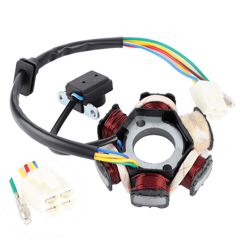 Aluminium Alloy Stator Coil Stator Coil Generator Aluminium Alloy Magneto Coil Fit for GY6 125/150CC Dual Yellow Wire DC