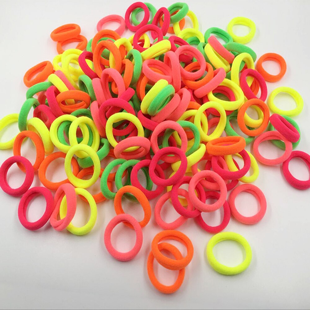 100 unids/lote alto estiramiento sin costura toalla lazo cabello elástico Color caramelo banda para el cabello reutilizado anillo para niñas sombreros