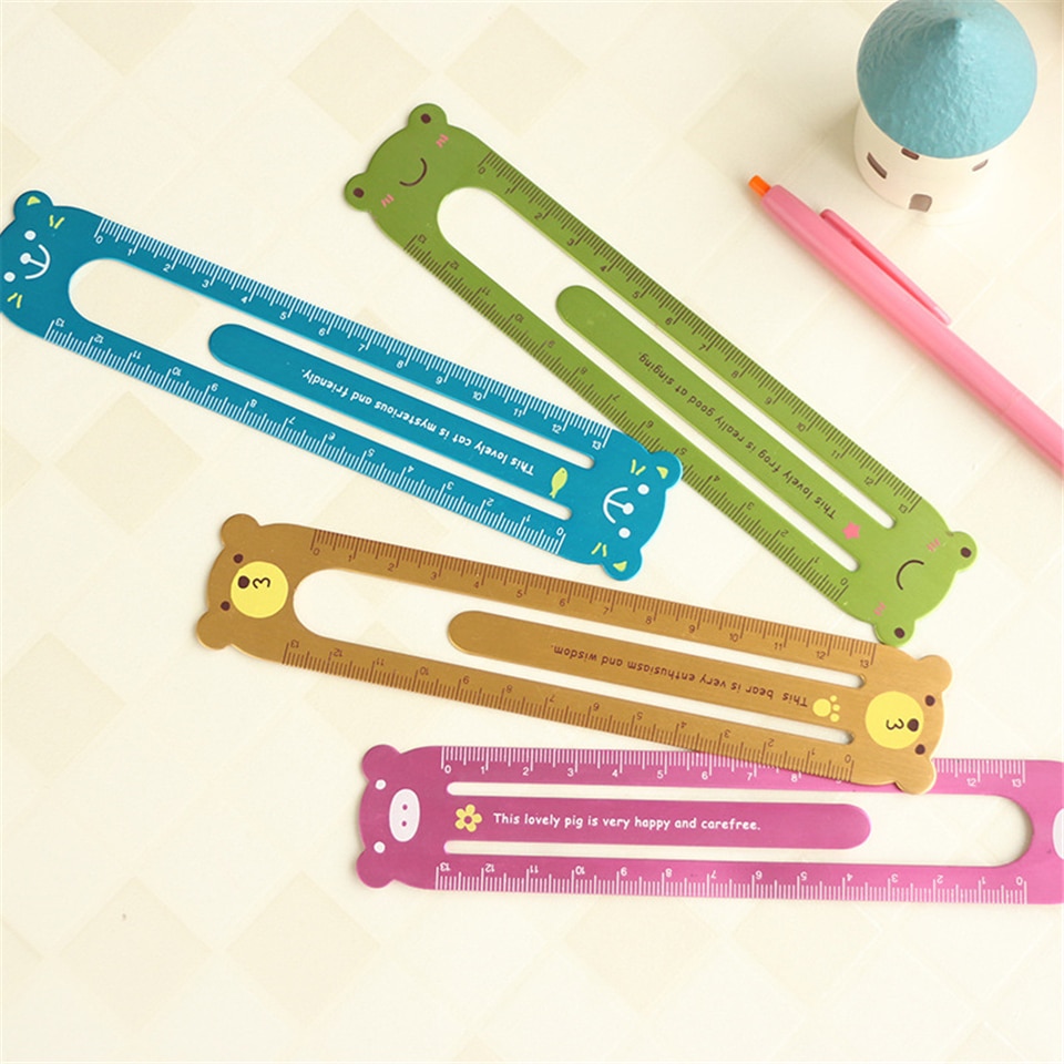 1pcs Stainless Steel Bookmarks Ruler 15cm And13cm 12 cm Colorful Metal Ruler School Supplies Drawing Supplies