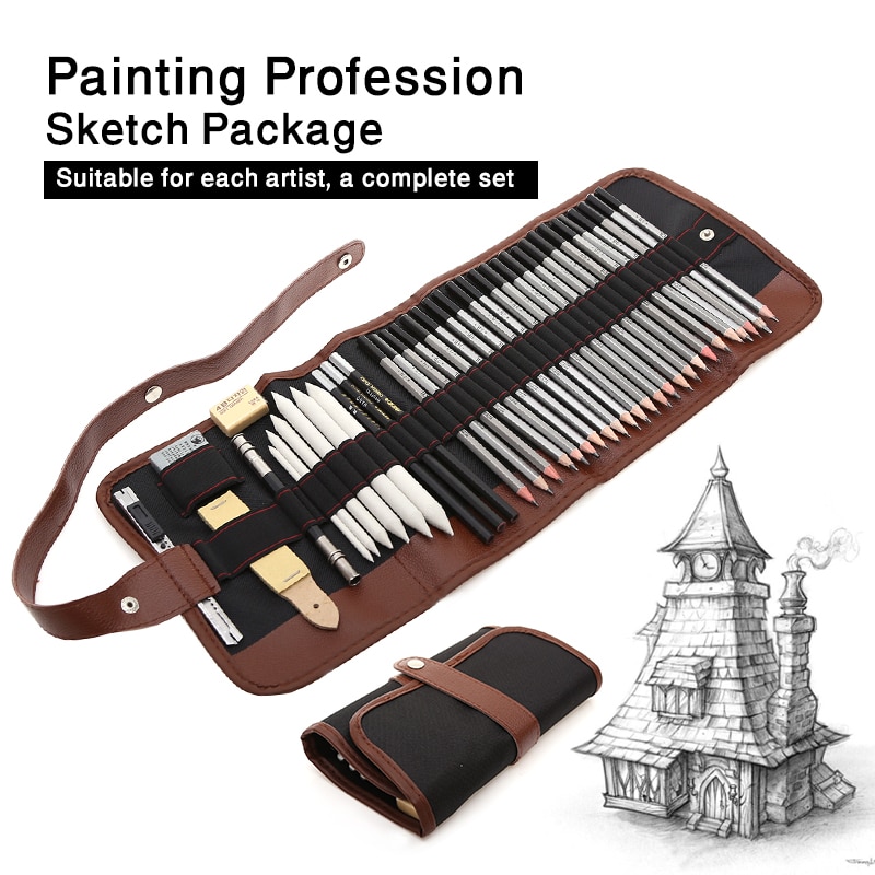 27/39pcs Sketch Pencil Set Sketching Drawing Kit Wood Pencil Pencil Bags For Painter School Students Art Supplies
