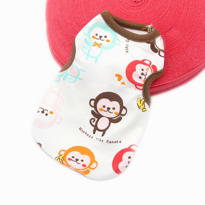 Cute Dog Vest Summer Chihuahua Dog Clothes Bichon Dog Costume Thin Ventilate Sweatshirt Pet Clothing Cotton Print Cat T-Shirt: XS / black