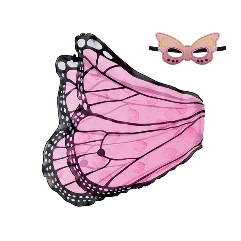 Butterfly Wings Fairy Cosplay Costume Chiffon Wing Kids Girls Blue Pink: black