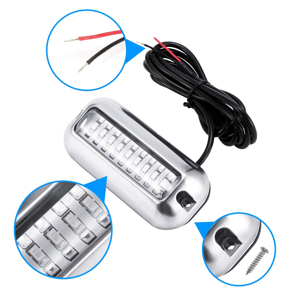 Lampe ponton sous-Marine universelle pour bateau, 3.5 pouces, 12V DC, blanc/bleu/vert, en acier inoxydable, étanche IP68