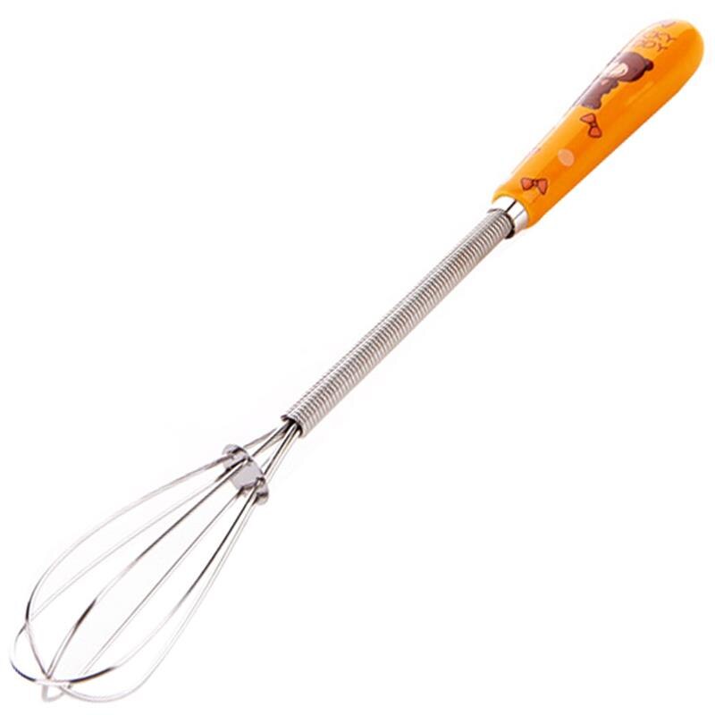1PCS Mini Stainless Steel Egg Whisk Cute Cartoon Balloon Whisk Small Egg Mixing Mixer Milk Egg Beater Kitchen Cooking Tool: Orange