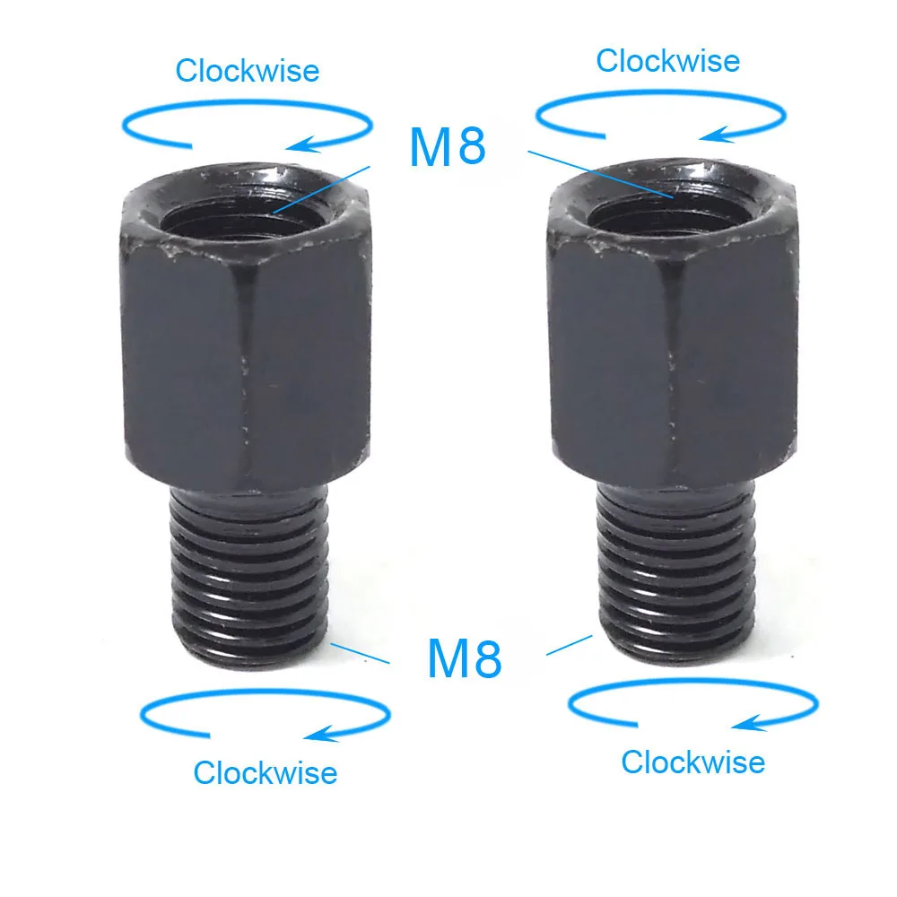 1 Paar schwarze Motorrad-Spiegeladapter M10 10 mm M8 8 mm Rückspiegel Umwandlungsschraube Ich bin Uhrzeigersinn Anti-Uhr Rechts-Verknüpfungen-Gewinde: Orange
