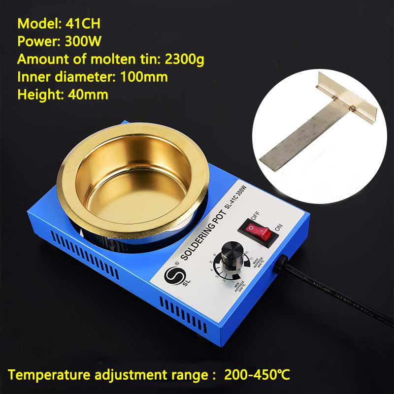Lead-free adjustable temperature melting tin furnace 100-300W titanium alloy bench soldering pot dip soldering machine