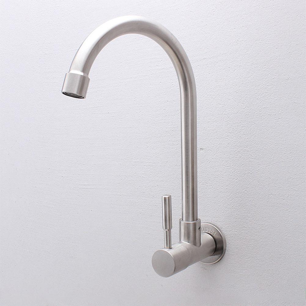 Wandmontage aanrecht kraan, opvouwbare aanrecht kraan, wandmontage aanrecht kraan messing, enkel handvat keukenkraan, aanrecht kraan warm en koud water, zwart (kleur: cromo