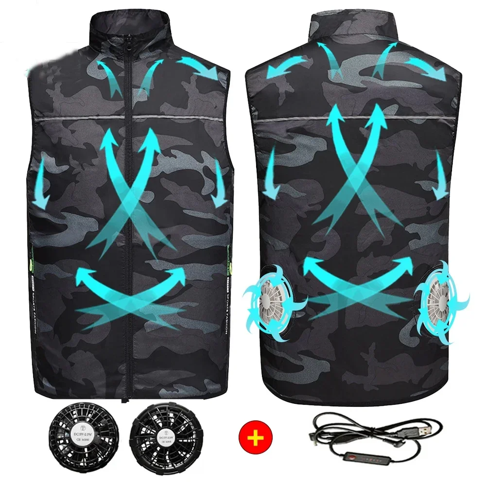 Zomerventilator ijsvest heren usb koelvest airconditioning kleding outdoor koelvest kamperen vissen mouwloze jas werk