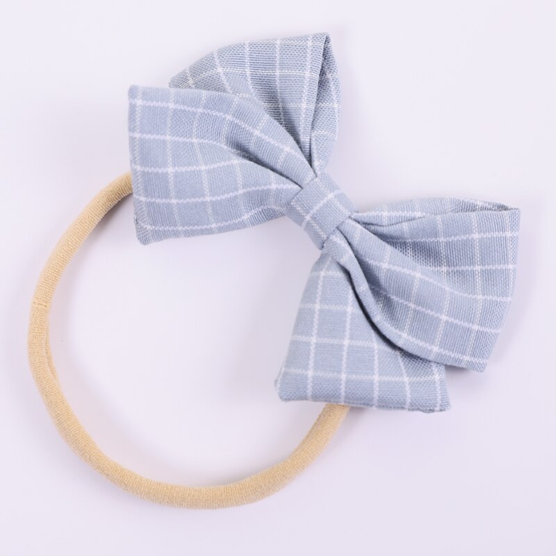 Nette Plaid Nylon Baby Stirnbänder Für Mädchen Baumwolle Leinen Bogen Handgemachte Elastische Knoten Baby Hairband Stirnband Neugeborenen Haar Zubehör