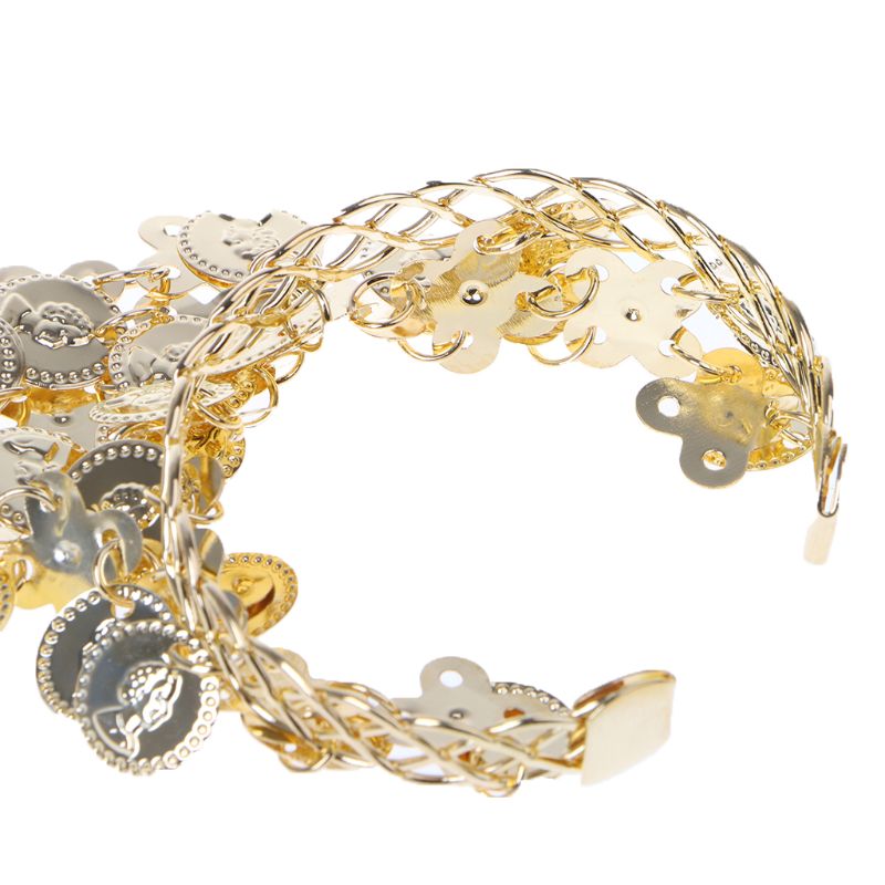 Lady Belly Dance Gold/Silver Coin Link Metalen Ring Om Pols Ketting