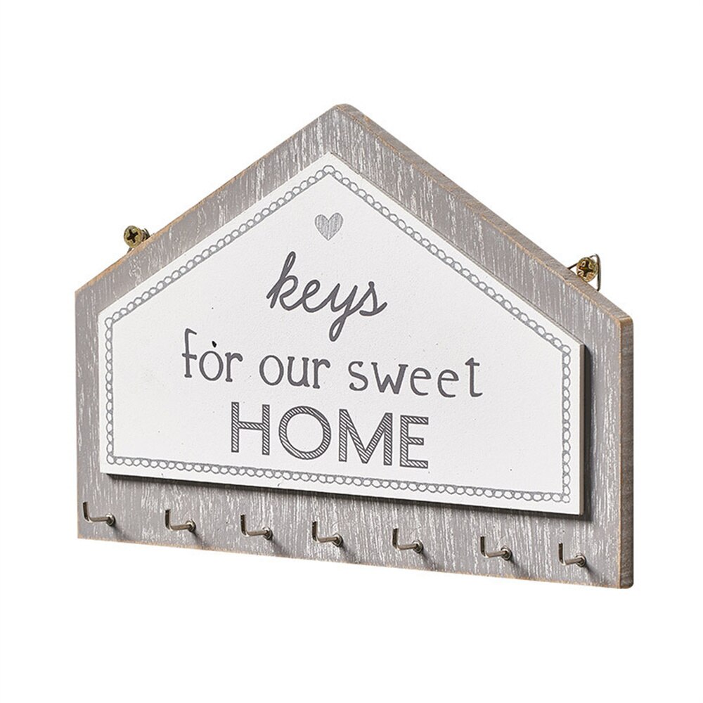 Rectangle House Shape Key Rack Hooks Coat Hooks Wall Hanging Wood Key Hanger Holder Wall Organizer Home Decoration Coat Hanger