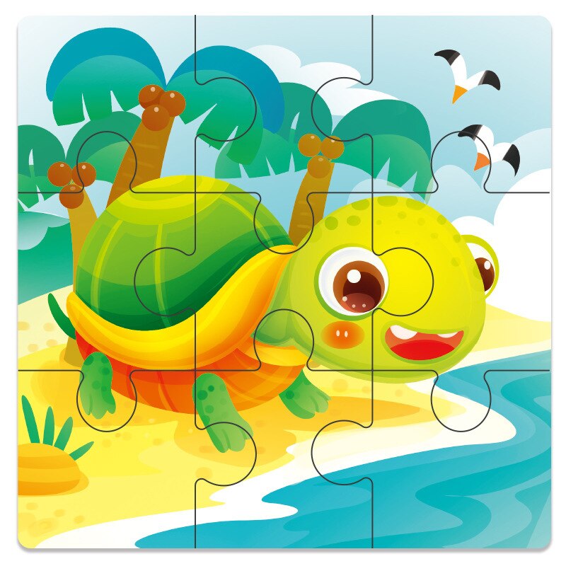 Baby Toys Wooden 3d Puzzle Cartoon Animal Intelligence Kids Educational Brain Teaser Children Tangram Shapes Learning Jigsaw Toy: Tortoise