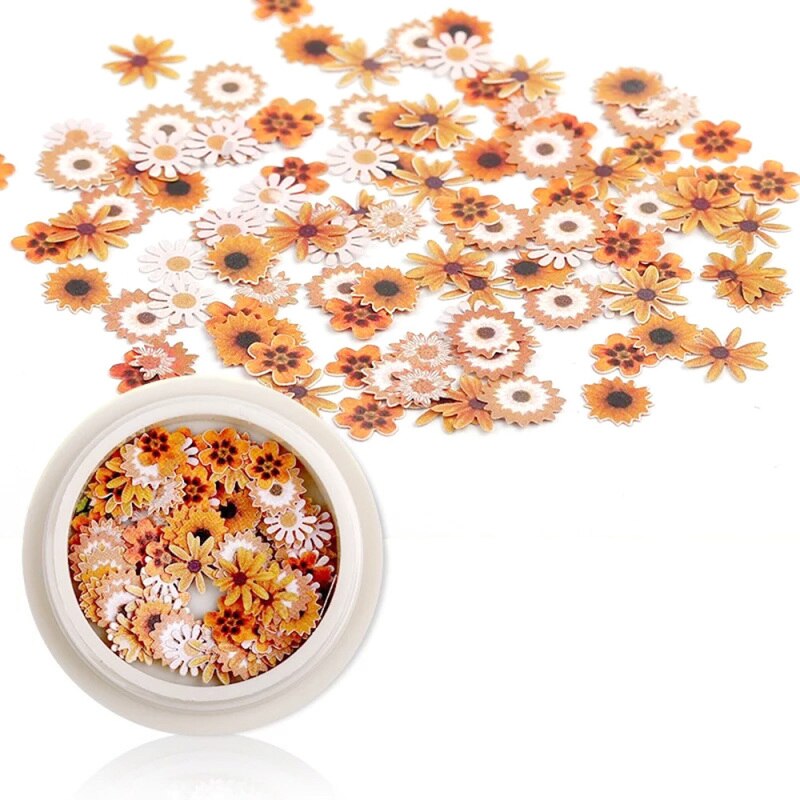 Gemengde Houtpulp Chips Kleine Daisy Bloem Bladeren Nail Stickers Diy Nail Art Accessoires: 4