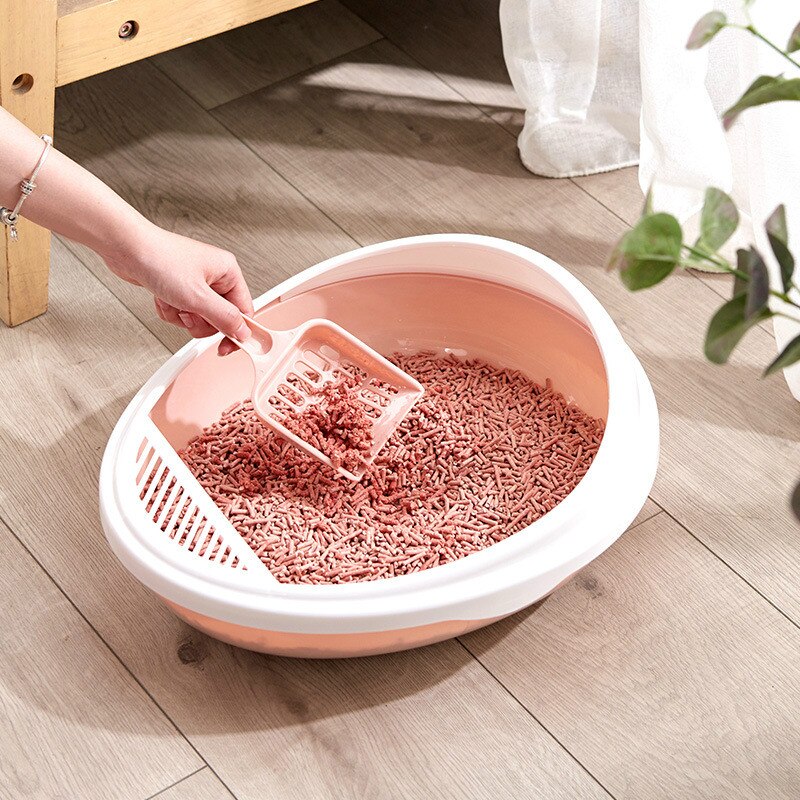 Haustier Wc Bettpfanne Abnehmbare Anti-Spritzen Katzenstreu Kasten Freies Katzenstreu Spachtel Kätzchen Halb geschlossene Reinigen Kunststoff wurf Kasten