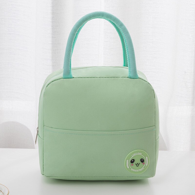 PURDORED 1 Pc Candy Color Lunch Bag for Women Waterproof Oxford Food Picnic Fresh Bento Food Pouch Insulated Student Cooler Bags: light green