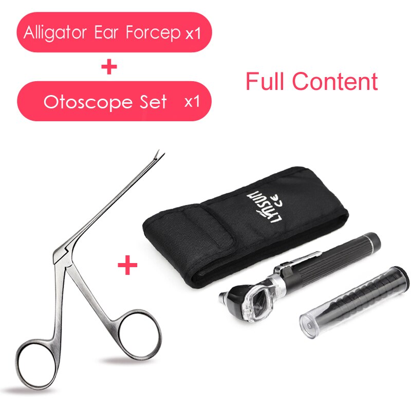 Ensemble de pinces à épiler, Micro Crocodile, Endoscope, dissolvant de cérumen, nez de Crocodile, outil de nettoyage des oreilles, Otoscope: Full Set