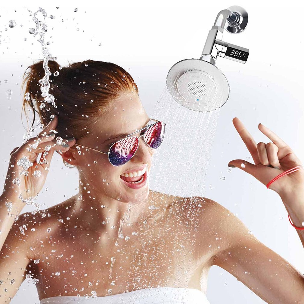 Monitor de temperatura del agua con pantalla LED Celsius, termómetro de ducha eléctrica, flujo de rotación de 360 grados, autogenerador