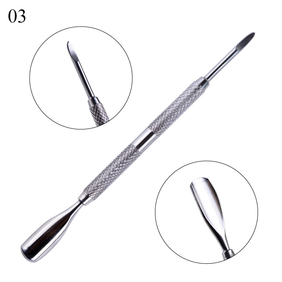 1pc Stainless Steel Cuticle Pusher Spoon Double Sided Nail Art Trimmer Dead Skin Cutter Manicure Pedicure Nail Care Tools LY1-9: 03