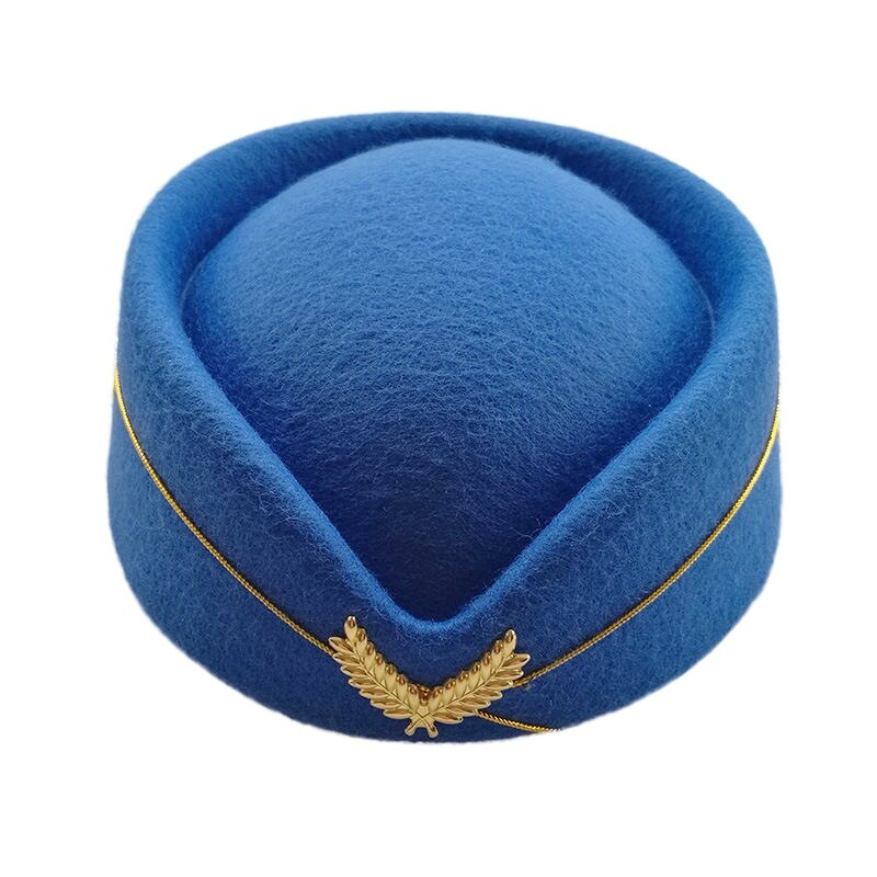 Compagnie aérienne hôtesse de l'air Cadet Sexy uniforme chapeau casquettes accessoire laine feutre pilulier hôtesses de l'air béret chapeau Base casquette