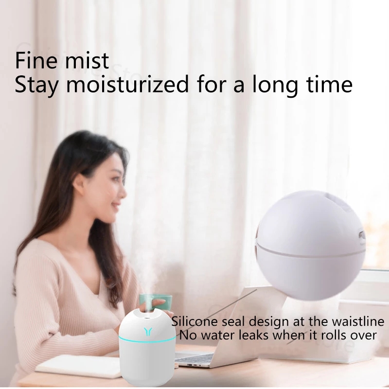 250ML Mini Air Humidifier USB Aroma Essential Oil Diffuser Ultrasonic Mist Maker with LED Night Lamp Diffuser For Home Car