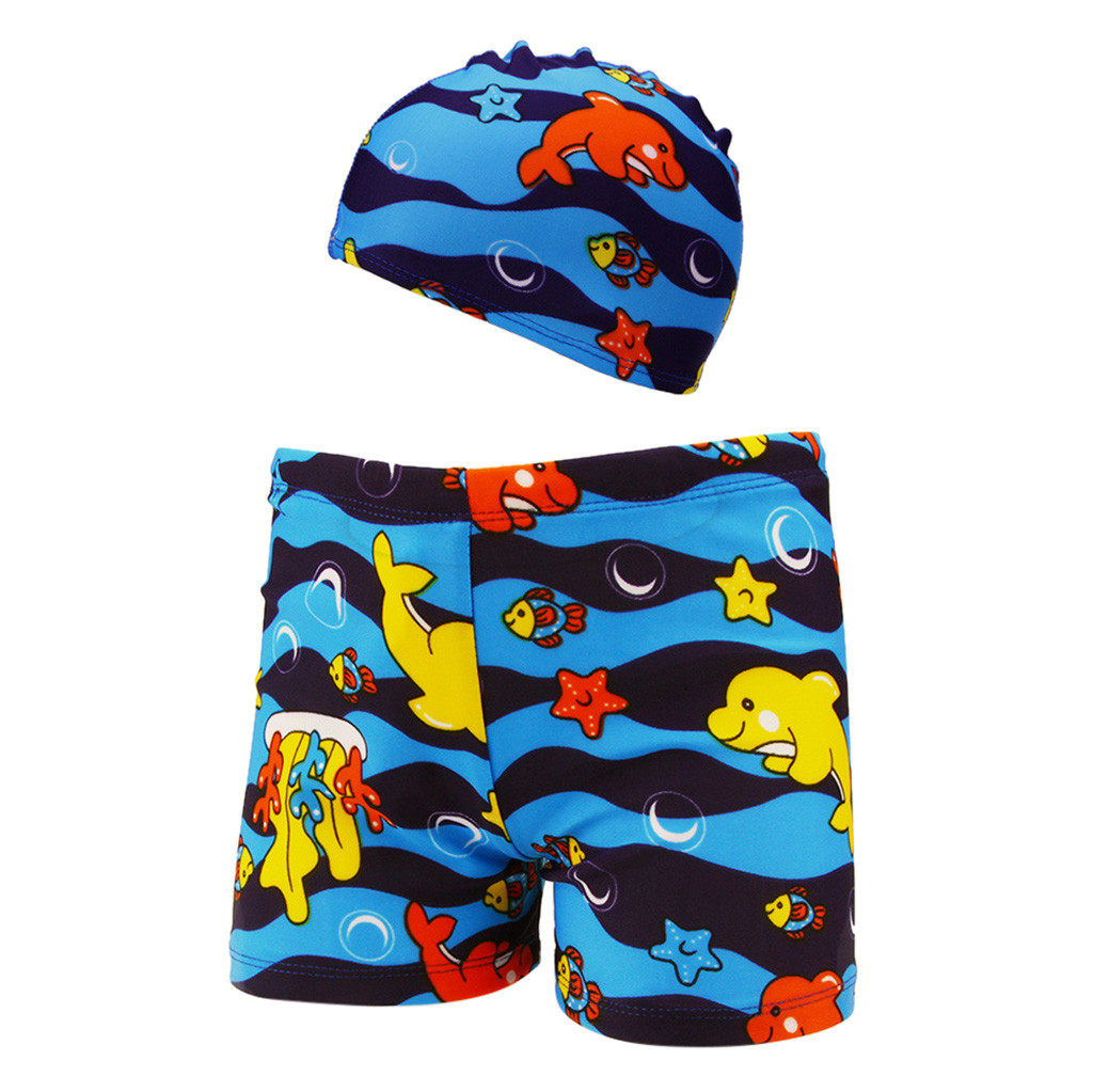 Zomer Outfit Kids Baby Jongens Stretch Strand Badpak Badmode Trunks Shorts + Hoed Set Kid Kinderen Zwemmen Pak mode W514