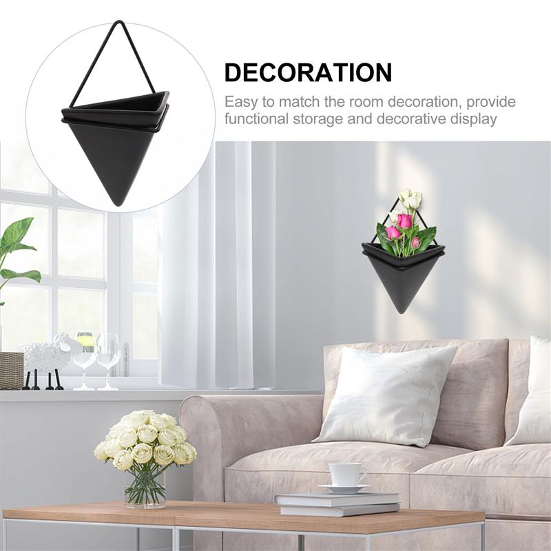 Pot de fleurs suspendu au mur, jardinière créative triangulaire en fer, décoration de la maison