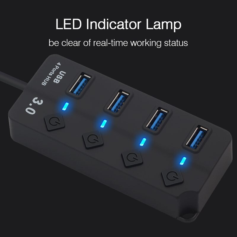 Usb Hub 3,0 5Gbps hoch Geschwindigkeit 4 Hafen Usb 3,0 Hub Splitter Auf/aus Schalter Für Laptop Pc