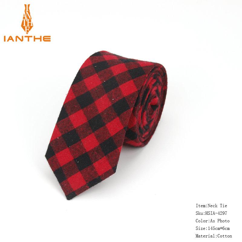 Mode Katoen Streep Stropdassen Voor Mannen Casual Plaid Stropdas Gravatas Corbatas Slanke Pak Vestidos Heren Stropdassen Party Narrow Neck Tie: IA4297