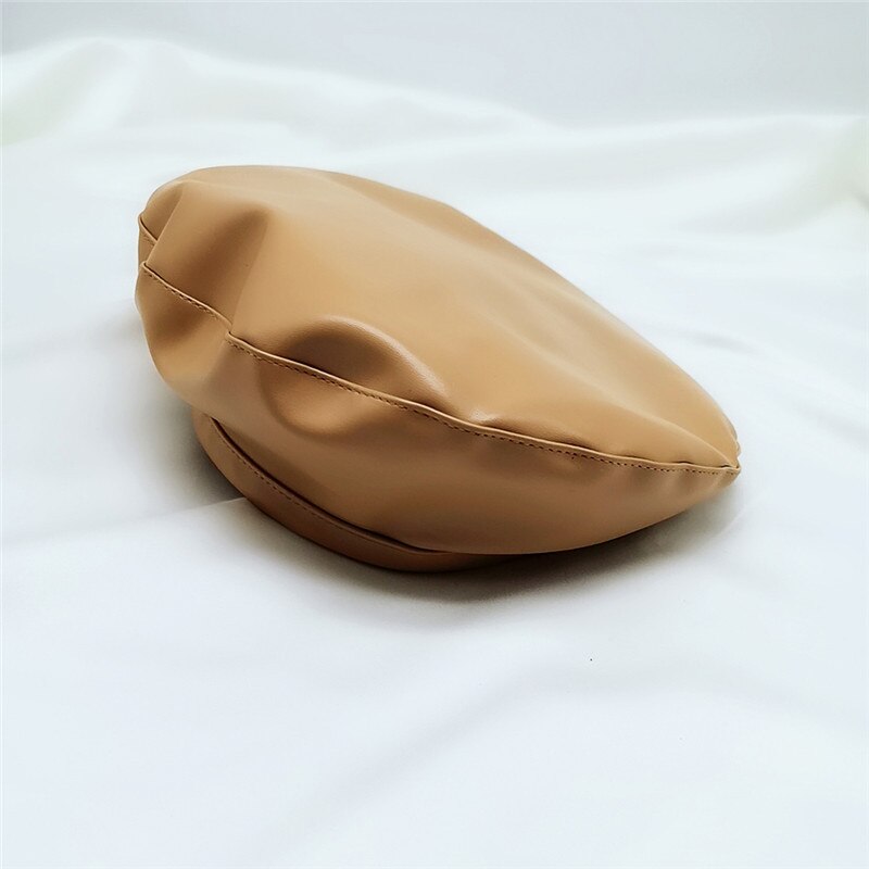 Nowe damskie berety PU skórzany beret osobowość ośmioboczna czapka dorywczo wdzięku beret czapka stylowe czapki artysty: khaki