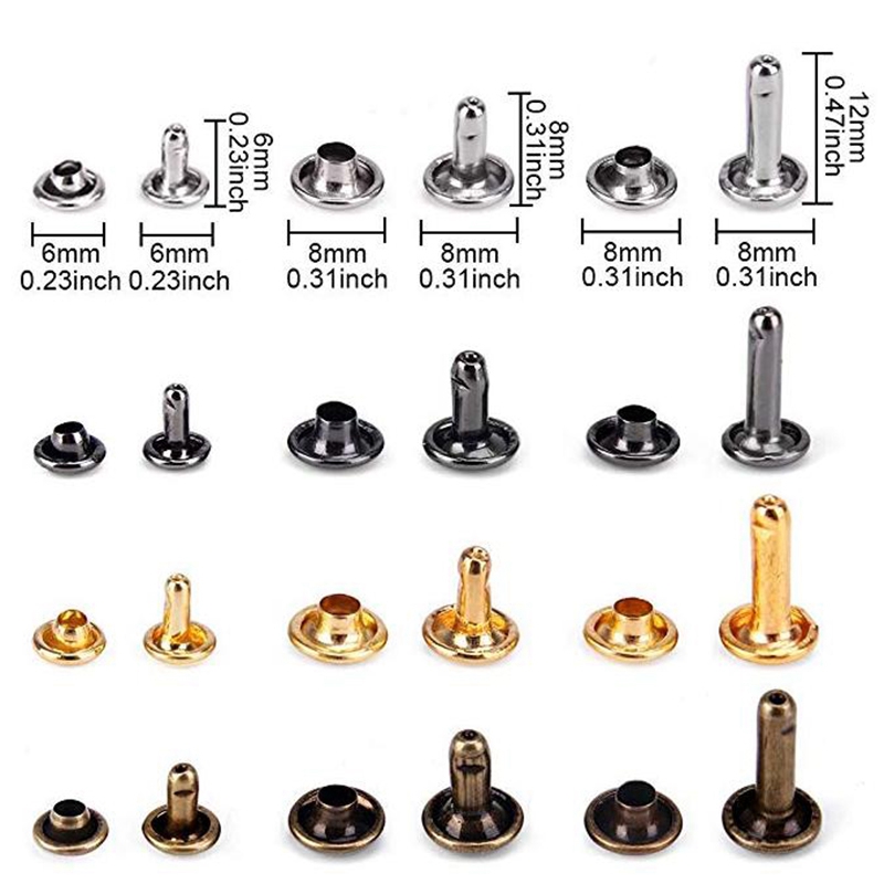 360Pcs 3 Sizes Leather Rivets Double Cap Rivet Tub... – Grandado