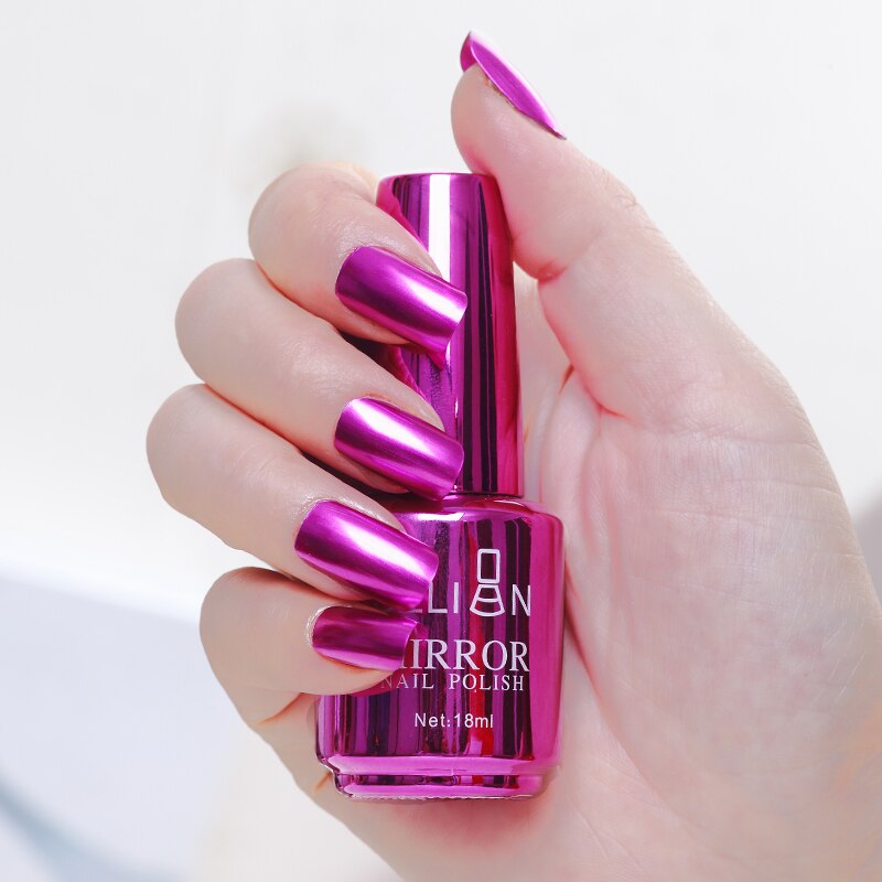 12ColorFashion Spiegel Nagellack Silber Lila Rose Gold Farbe 6ML Langlebige Nagellack Mädchen Nette Nagel dekoration ToolTSLM2