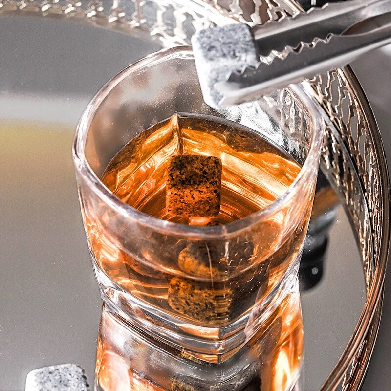 Kreatywność chłodnica naturalne kamienie Whisky zestawy wielokrotnego użytku ze stali nierdzewnej kostki lodu szczypce robić lodu kostki chłodzące wina prezenty narzędzie