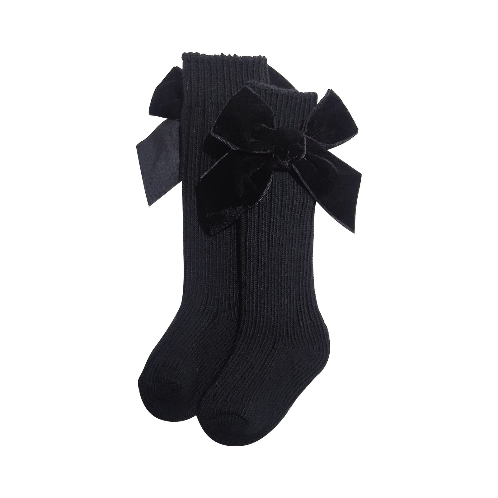 Kids Baby Girls Beautiful Bowknot Socks Solid Color Soft Comfortable Socks For Children Toddler Girls: Black / 3-5 years