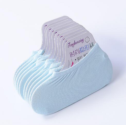 Chaussette courte Invisible en velours pour bébé, chaussettes fines respirantes, couleur bonbon, pour enfant et femme: blue 10pair