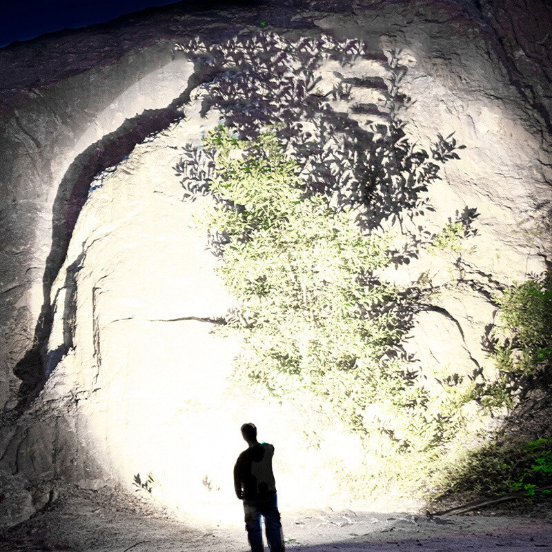 Linterna de luz potente recargable con Zoom, luz gigante brillante de xenón, fuerzas especiales para el hogar, exterior, portátil, Led luminosa