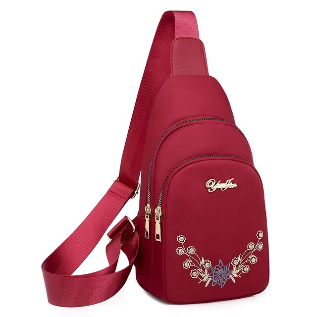 femmes broderie poitrine sac 3 en 1 étanche Sport sacs à bandoulière petits sacs à dos bandoulière pour adolescentes: red