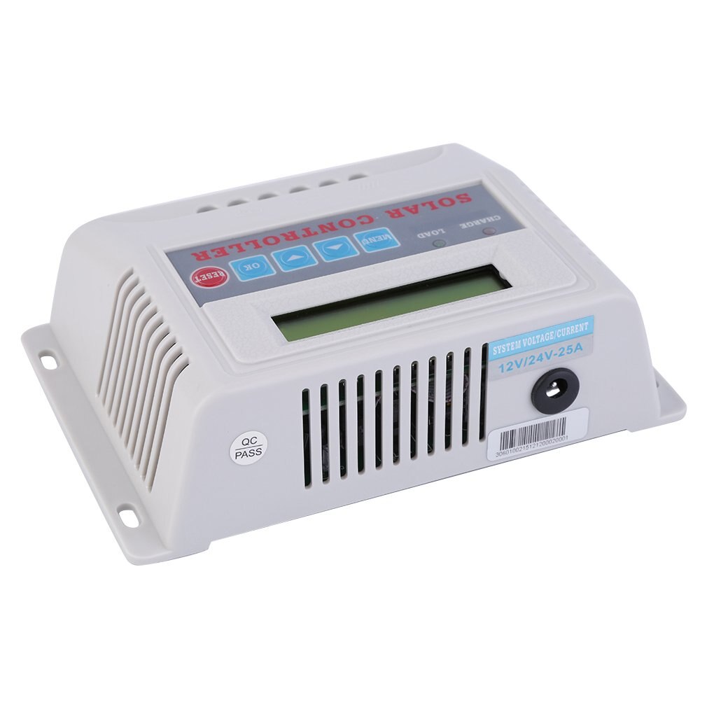 25A LCD Solar Panel Battery Regulator Charger Controller 12V/24V Auto Switch