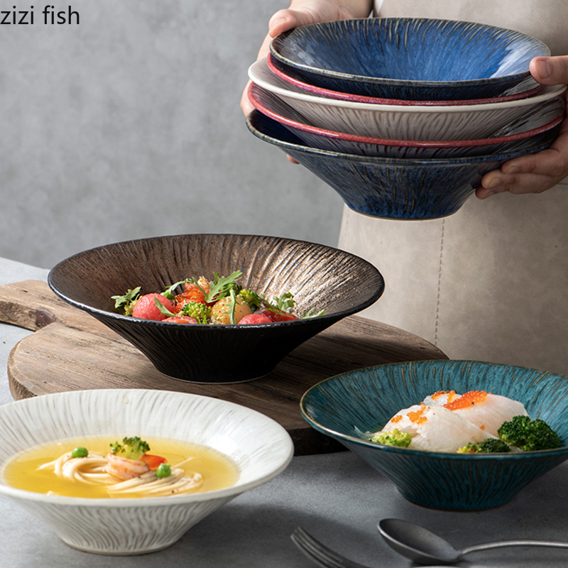 Keramische Fruit Salade Kommen Soep Wastafel Ronde Servies Koken Plaat Groente Bowls Creatieve Hotel Restaurant Snack Desserts Lade