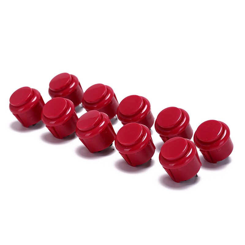 10 stuks ingebouwde kleine microschakelaar voor diy arcade controller jamma mame 24mm fabrieksprijs arcade knop ronde drukknop: Rood