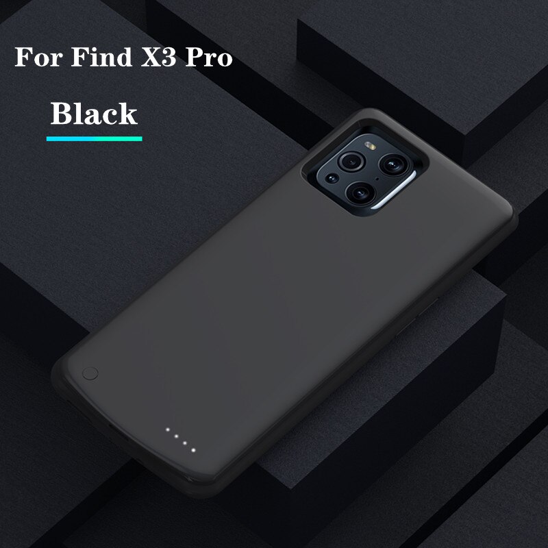 Fundas de cargador de batería inteligente, 6800mAh, para Find X3 Pro, Banco de carga de energía externa, funda de batería para OPPO Find X3: Black For  X3 Pro