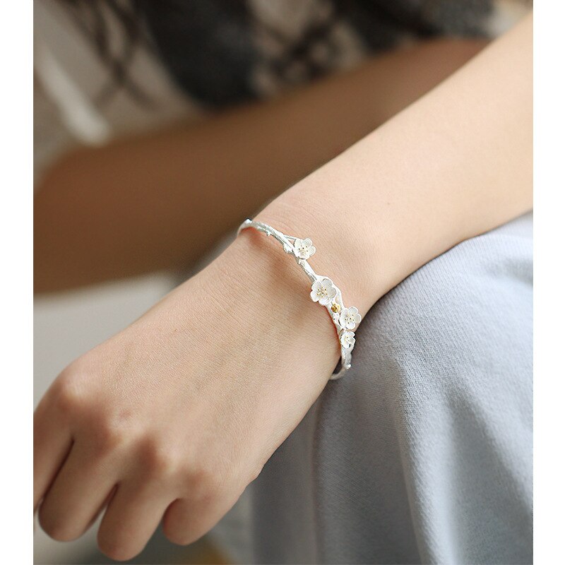Valentine's Day 925 Sterling Silver Flower Bracelet Bracelet For Girlfriend Anniversary Bridesmaid bracelet