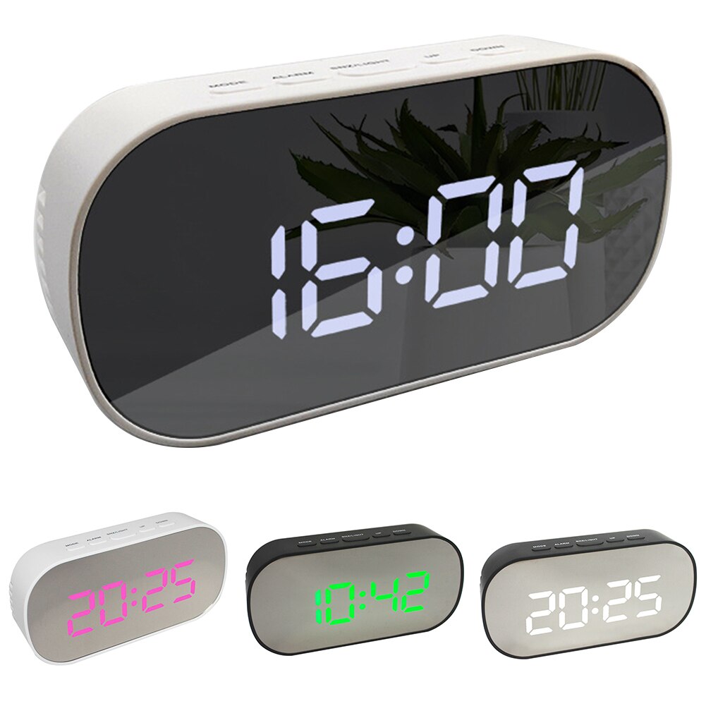 Smart Digitale Wekker Led Night Kids Slaapkamer Mini Draagbare Ronde Ovale Digitale Display Wekker Nachtlampje Make-Up Spiegel