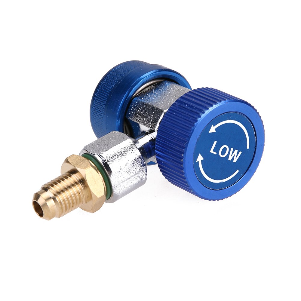 Conector rápido ajustable para aire acondicionado, adaptador de alto y bajo voltaje, conectores de acondicionamiento de aire para coche, color rojo y azul,: Azul