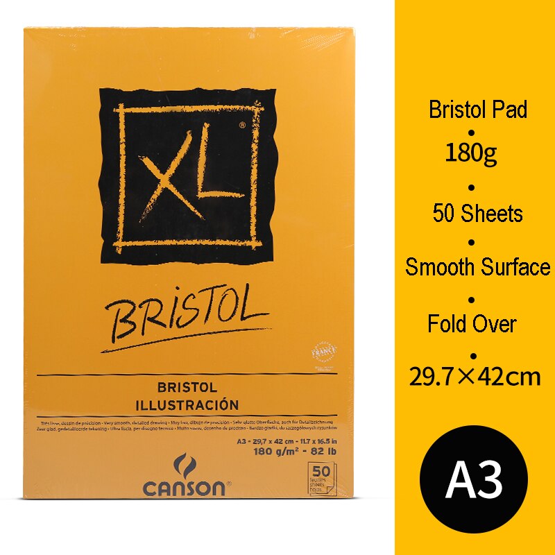 Canson XL Bristol Pad | Blocco Carta Per Inchiostro E Pennarelli, Finitura Liscia, 35,6x43,2 Cm, 25 Fogli Da 260g, Bianco Brillante