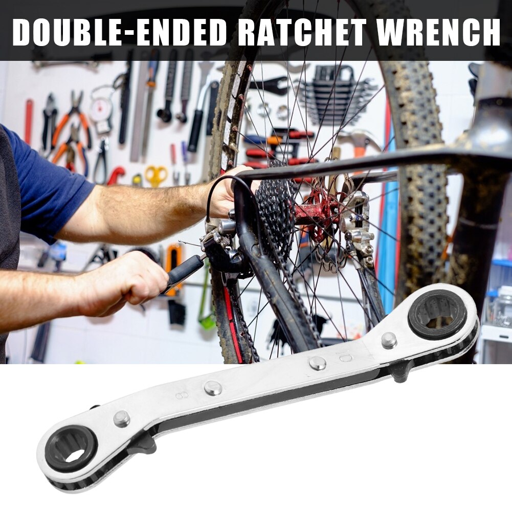 Axle Fit Bicycle Bike Repair Tool Chrome Vanadium Ring Double Head Ratchet Wrench Metric Combination Spanner Tool