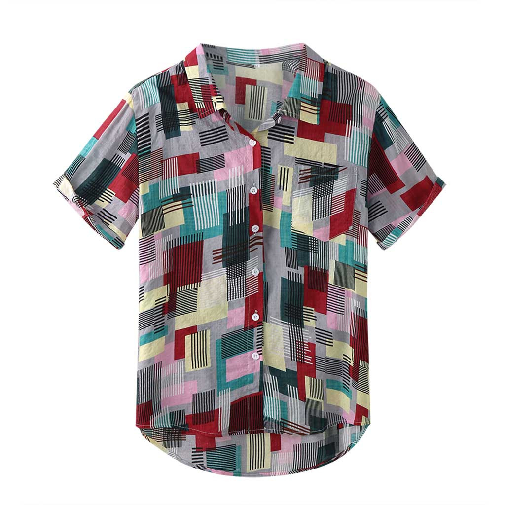 Mens Ethnic Short Sleeve Casual Cotton Linen Beach Hawaiian Shirt Blouse Couple Loose Fit Hawaii Vintage African Print Tops#3: Gray / M