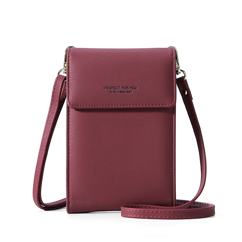 WEICHEN Mini femmes sacs à bandoulière femme téléphone portefeuille femmes sac de messager concepteur petit sac à bandoulière dames portefeuille sac à main: Wine Red