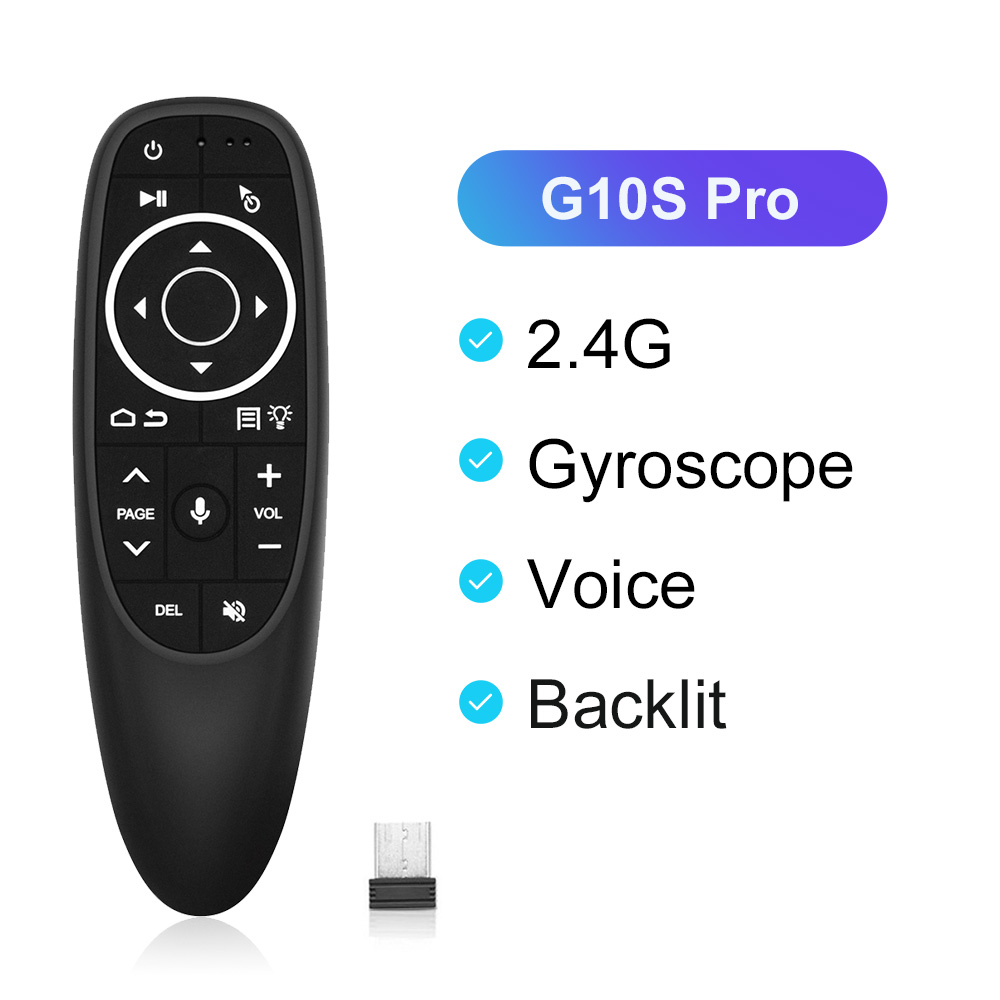Control de voz G10S Pro, mandno a distancia con sensor giroscopio, Air Mouse, miniteclado inalámbrico, inteligente, retroiluminado, para Android, decodificador, PC, G10: G10S Pro Gyro